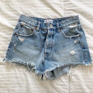 Zara High Rise Mom Denim Shorts